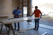 Mt Airy volunteers working on home