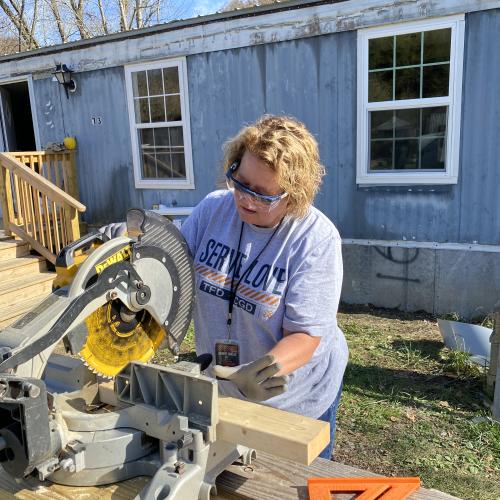 Volunteers from Crossroads Christian Church helped make repairs to a participant's home.